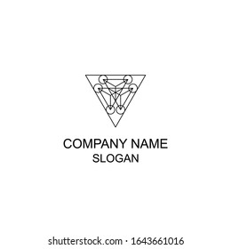 Abstract symmetric geometric logo, with basic shape.