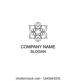 Abstract symmetric geometric logo, with basic shape.