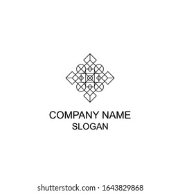 Abstract symmetric geometric logo, with basic shape.