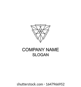 Abstract symmetric geometric logo, with basic shape.