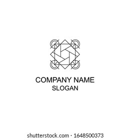 Abstract symmetric geometric logo, with basic shape.
