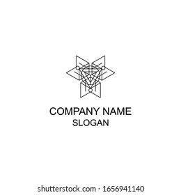 Abstract symmetric geometric logo, with basic shape.