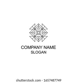 Abstract symmetric geometric logo, with basic shape.