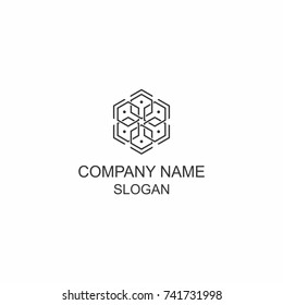Abstract symmetric hexagon logo.