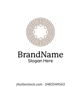 Abstract symmetric Mandala Pattern Logo Design Template