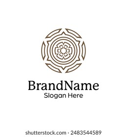Abstract symmetric Mandala Pattern Logo Design Template