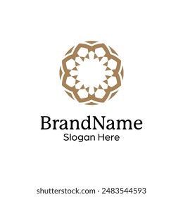 Abstract symmetric Mandala Pattern Logo Design Template