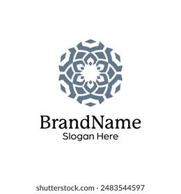 Abstract symmetric Mandala Pattern Logo Design Template