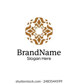 Abstract symmetric Mandala Pattern Logo Design Template