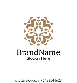 Abstract symmetric Mandala Pattern Logo Design Template