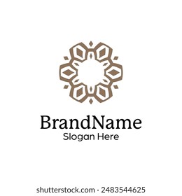 Abstract symmetric Mandala Pattern Logo Design Template