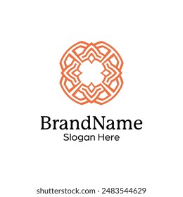 Abstract symmetric Mandala Pattern Logo Design Template