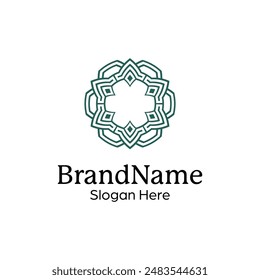 Abstract symmetric Mandala Pattern Logo Design Template