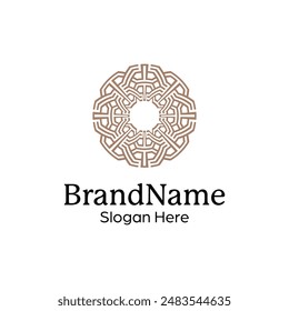 Abstract symmetric Mandala Pattern Logo Design Template