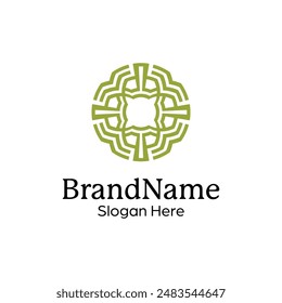 Abstract symmetric Mandala Pattern Logo Design Template