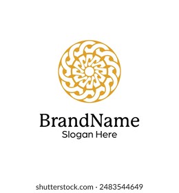Abstract symmetric Mandala Pattern Logo Design Template