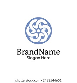 Abstract symmetric Mandala Pattern Logo Design Template