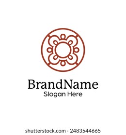 Abstrakte symmetrische Mandala Muster Logo Design Vorlage