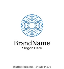 Abstract symmetric Mandala Pattern Logo Design Template