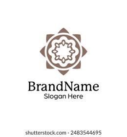 Abstract symmetric Mandala Pattern Logo Design Template
