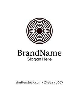 Abstract symmetric Mandala Pattern Logo Design Template