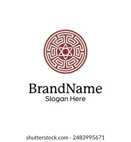 Abstract symmetric Mandala Pattern Logo Design Template