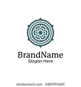 Abstract symmetric Mandala Pattern Logo Design Template