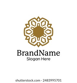 Abstract symmetric Mandala Pattern Logo Design Template