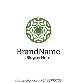 Abstract symmetric Mandala Pattern Logo Design Template