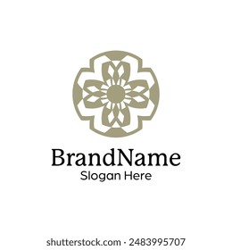 Abstract symmetric Mandala Pattern Logo Design Template