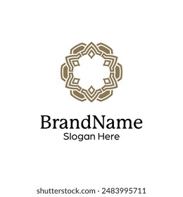 Abstract symmetric Mandala Pattern Logo Design Template