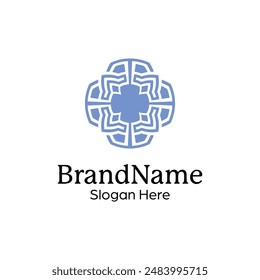Abstract symmetric Mandala Pattern Logo Design Template