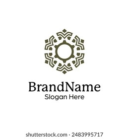 Abstract symmetric Mandala Pattern Logo Design Template
