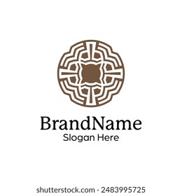 Abstract symmetric Mandala Pattern Logo Design Template
