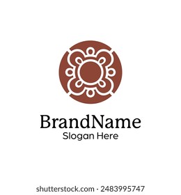 Abstract symmetric Mandala Pattern Logo Design Template