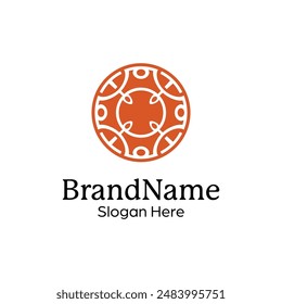 Abstract symmetric Mandala Pattern Logo Design Template
