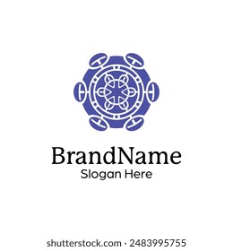 Abstract symmetric Mandala Pattern Logo Design Template