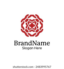 Abstract symmetric Mandala Pattern Logo Design Template