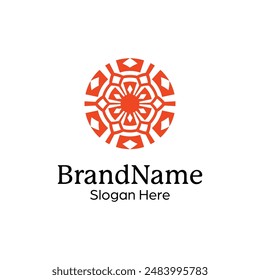 Abstract symmetric Mandala Pattern Logo Design Template