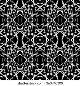 Abstract symmetric (mirrored) grid, mesh black and white pattern. 