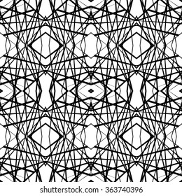 Abstract symmetric (mirrored) grid, mesh black and white pattern. 