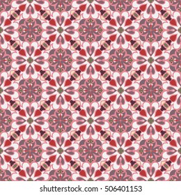 Abstract symmetric seamless pattern. Decorative background in ethnic style. The rich decor of the shapes and lines for design of cloth or paper. Vector illustration.