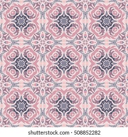 Abstract symmetric seamless pattern. Decorative background in ethnic style. The rich decor of the shapes and lines for design of cloth or paper. Vector illustration.