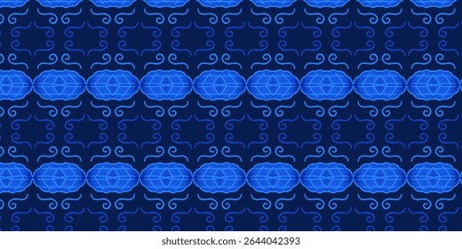 Abstrato padrão de concha azul simétrico e espiral na marinha profunda, perfeito para fundo aquático ou com temática oceânica.