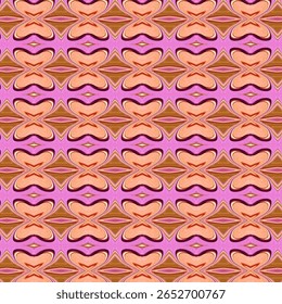 Abstract symmetrical butterfly-like pattern in warm peach and pink tones with a soft, modern retro flair. Ideal for fashion prints, home decor, or backgrounds.
