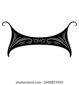 Abstract symmetrical decorative element or frame in medieval style. Black and white silhouette.