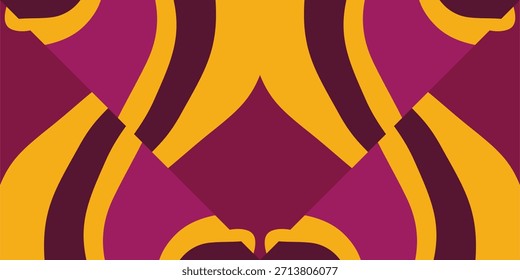 Abstraktes, symmetrisches Design mit kräftigen, kurvigen Formen und kontrastierenden Farben
