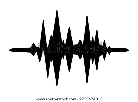 Abstract symmetrical digital signal representation with sharp peaks and valleys showing rhythmic sound patterns