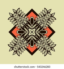 Abstract symmetrical ethnic color pattern of the elements of geometric figures