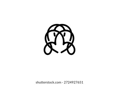 Diseño facial simétrico Abstractas: Perfiles humanos reflejados en el arte lineal audaz para una identidad visual creativa